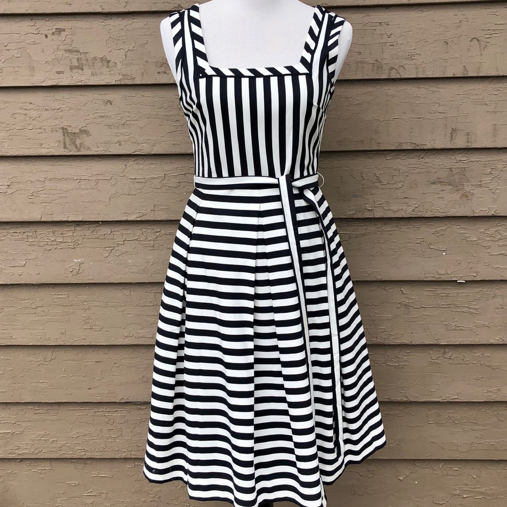 Anne Klein striped retro fit and flare dress - Picture 1 of 9